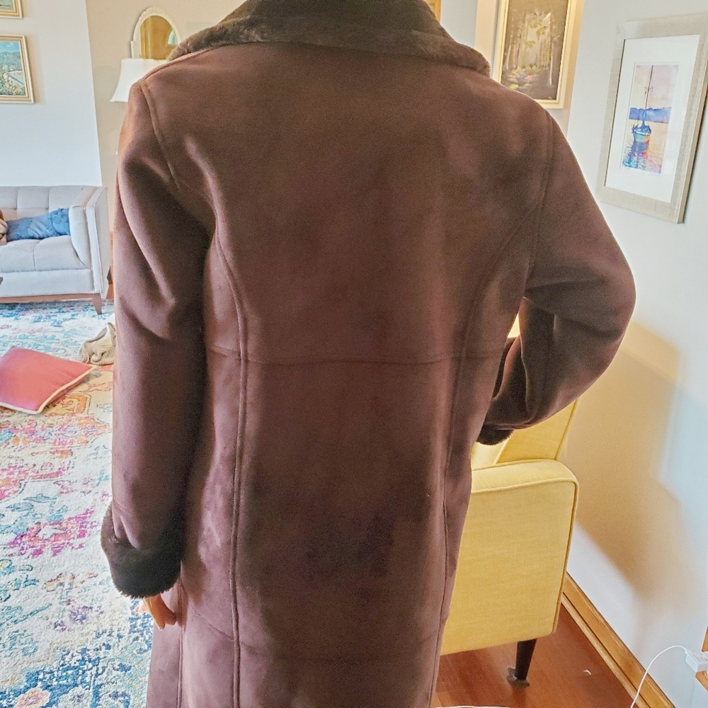 Talbots Faux Suede/Sherpa Chocolate Brown Coat - Picture 2 of 2
